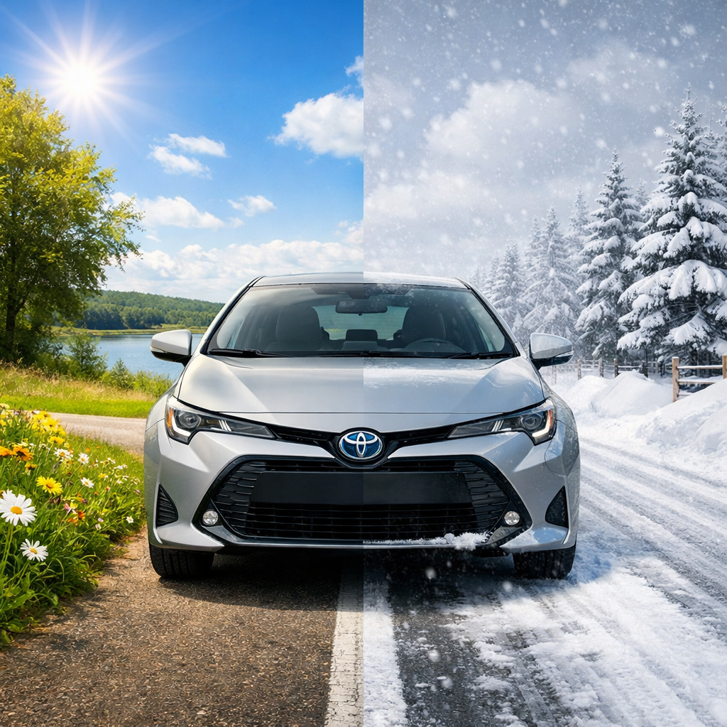 Hybryda Toyota i Lexus zimą i latem